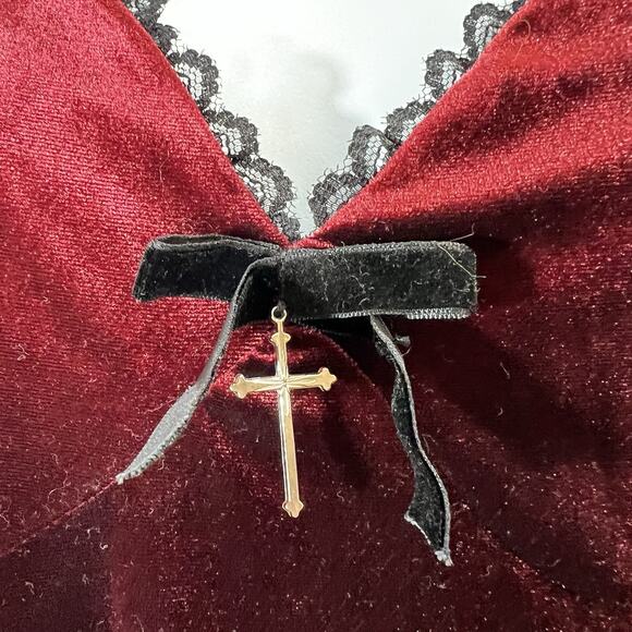 Cosmic Aura Hot Topic Womens Slip Dress Sz S Burgundy Velvet Whimsigoth Y2K NWTS - Picture 3 of 8